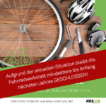 Fahrradwerkstatt bleibt geschlossen bis 2021